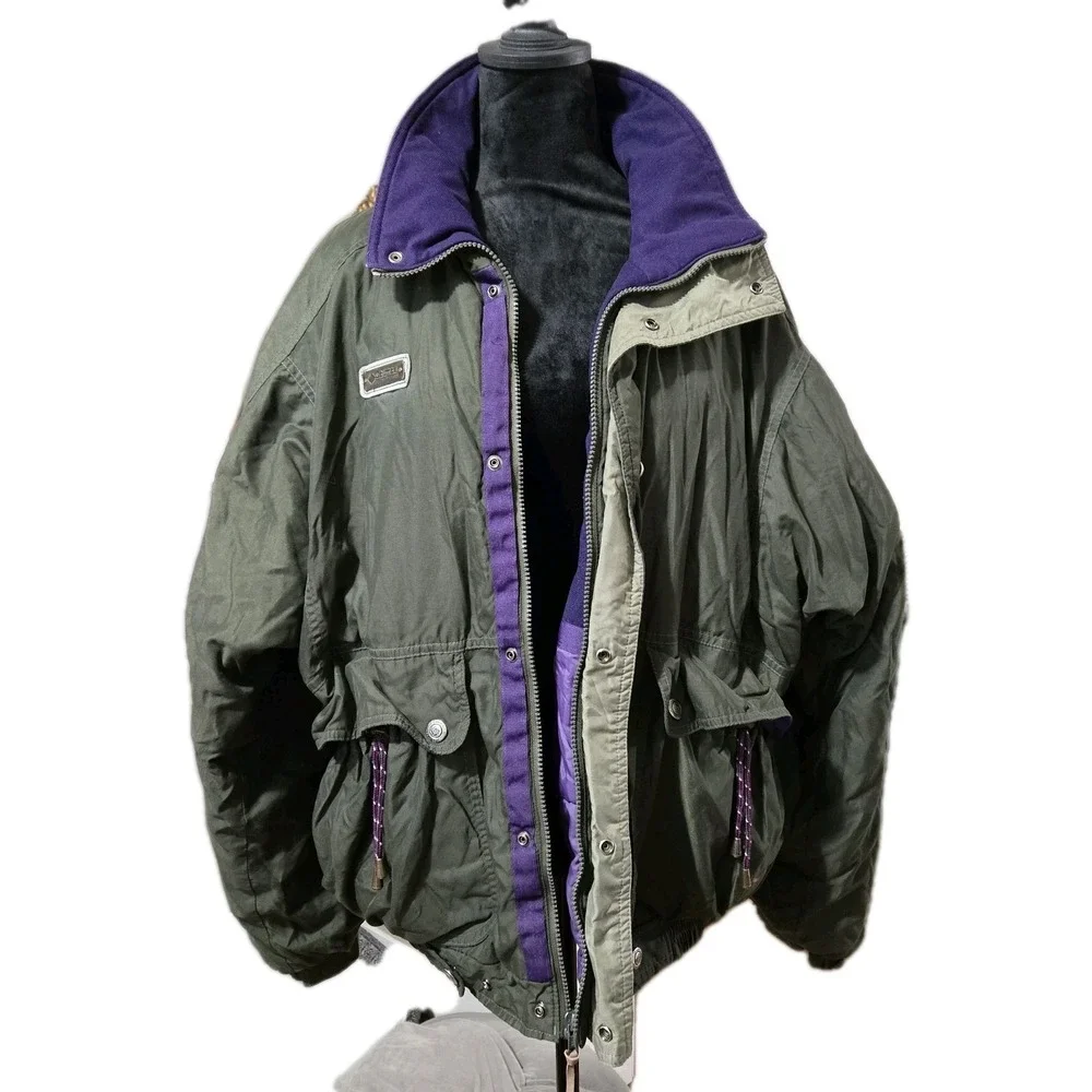 Columbia Men's Sz M Radial Sleeve Green Purple Vintage Jacket‎ Full Zipper Retro
